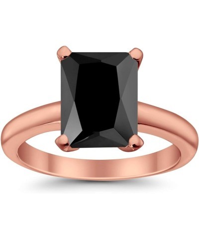 Solitaire Wedding Engagement Anniversary Ring Radiant Cut Cubic Zirconia 925 Sterling Silver Rose Tone, Simulated Black CZ $1...