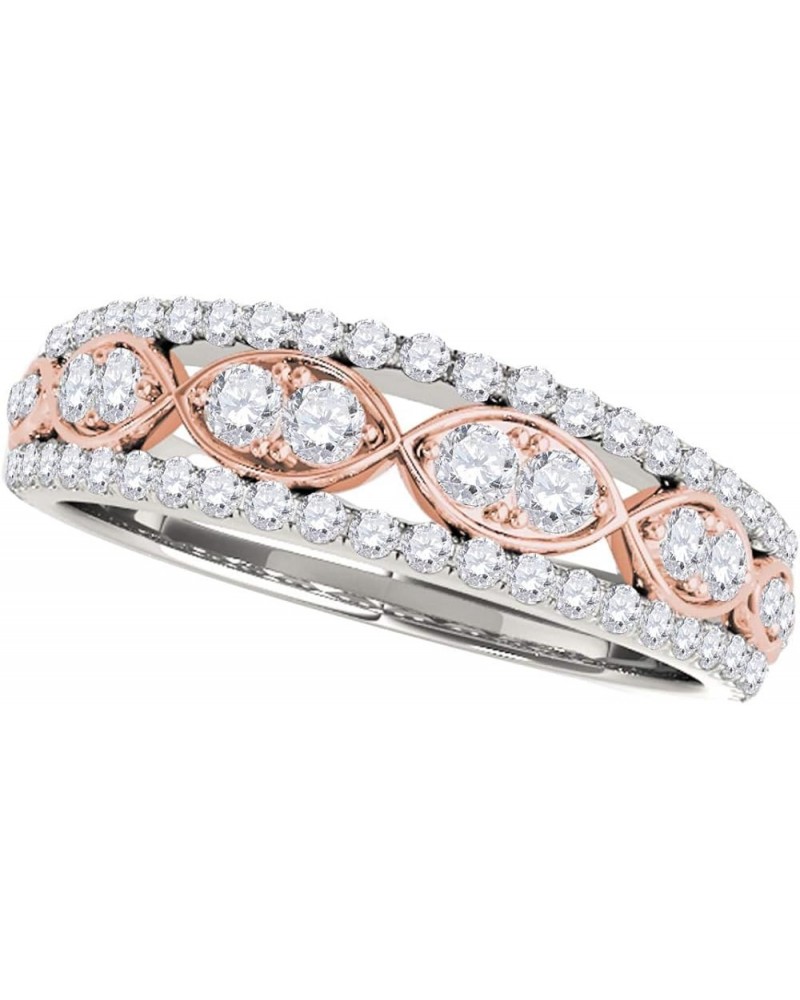 0.48 Carat Round Cut White Diamond Delicate Wedding Band 14K Rose White Yellow Gold white-and-rose-gold $251.04 Bracelets