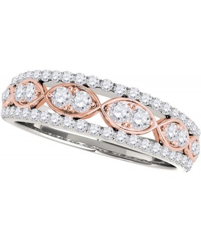 0.48 Carat Round Cut White Diamond Delicate Wedding Band 14K Rose White Yellow Gold white-and-rose-gold $251.04 Bracelets