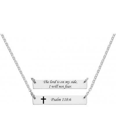 MZZJ Religious Christian Bible Verse Scripture Motivational Faith Inspirational Jewelry Stainless Steel Delicate Bar Necklace...