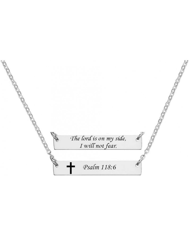 MZZJ Religious Christian Bible Verse Scripture Motivational Faith Inspirational Jewelry Stainless Steel Delicate Bar Necklace...