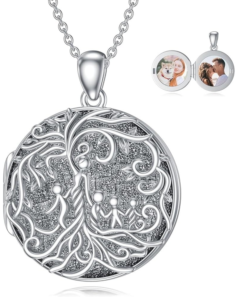 Mother and 1 Children/2 Children/3 Children/4 Children/5 Children Tree of Life Locket Necklace,Sterling Silver Family Tree Ph...