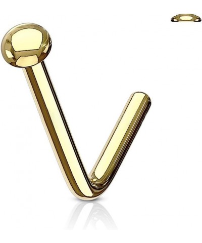 Ball End 316L Surgical Steel L Bend Stud Nose Ring 20G Gold $7.14 Body Jewelry