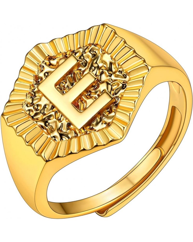 Gold Initial Letter Signet Ring, GoldChic Jewelry Women Trendy Statement Rings Women's Initials Ring for Party Letter E $10.3...