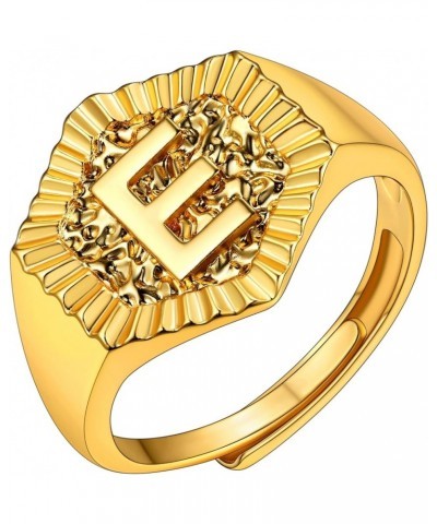 Gold Initial Letter Signet Ring, GoldChic Jewelry Women Trendy Statement Rings Women's Initials Ring for Party Letter E $10.3...