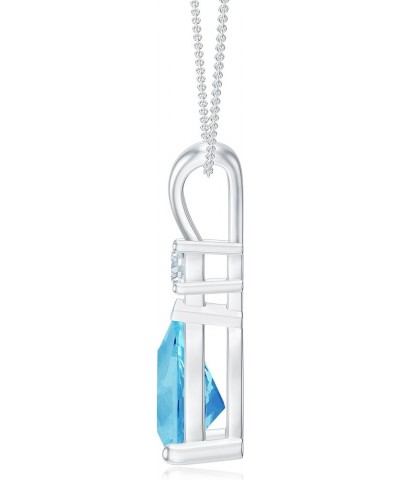 Natural Swiss Blue Topaz Teardrop Pendant Necklace with Diamond for Women in 14K Rose Gold Sterling Silver $67.76 Others