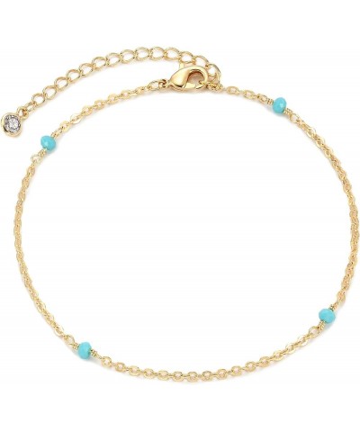 Anklet for Women Gold Chain 14K Gold Plated Dainty Boho Beach Summer Simple Foot Jewelry Ankle Bracelet for Girls Turquoise $...