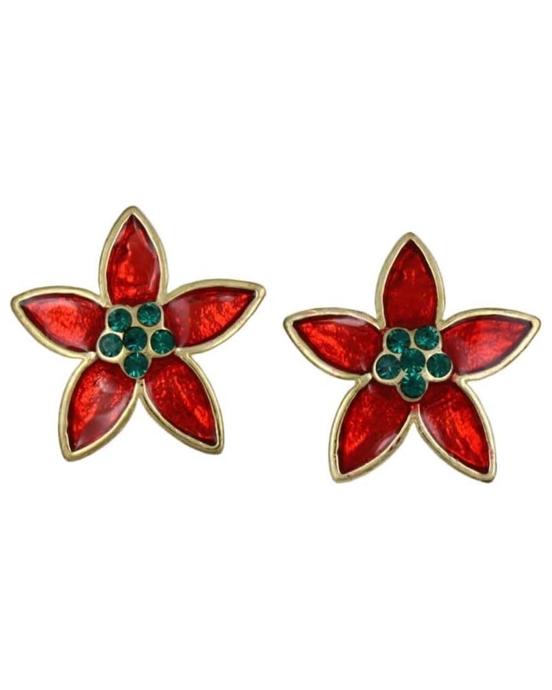 Red & Green Christmas Poinsettia Clip Earring $9.87 Earrings