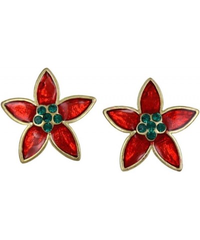 Red & Green Christmas Poinsettia Clip Earring $9.87 Earrings