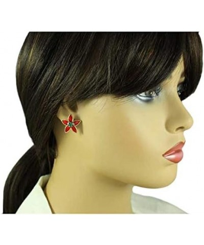 Red & Green Christmas Poinsettia Clip Earring $9.87 Earrings