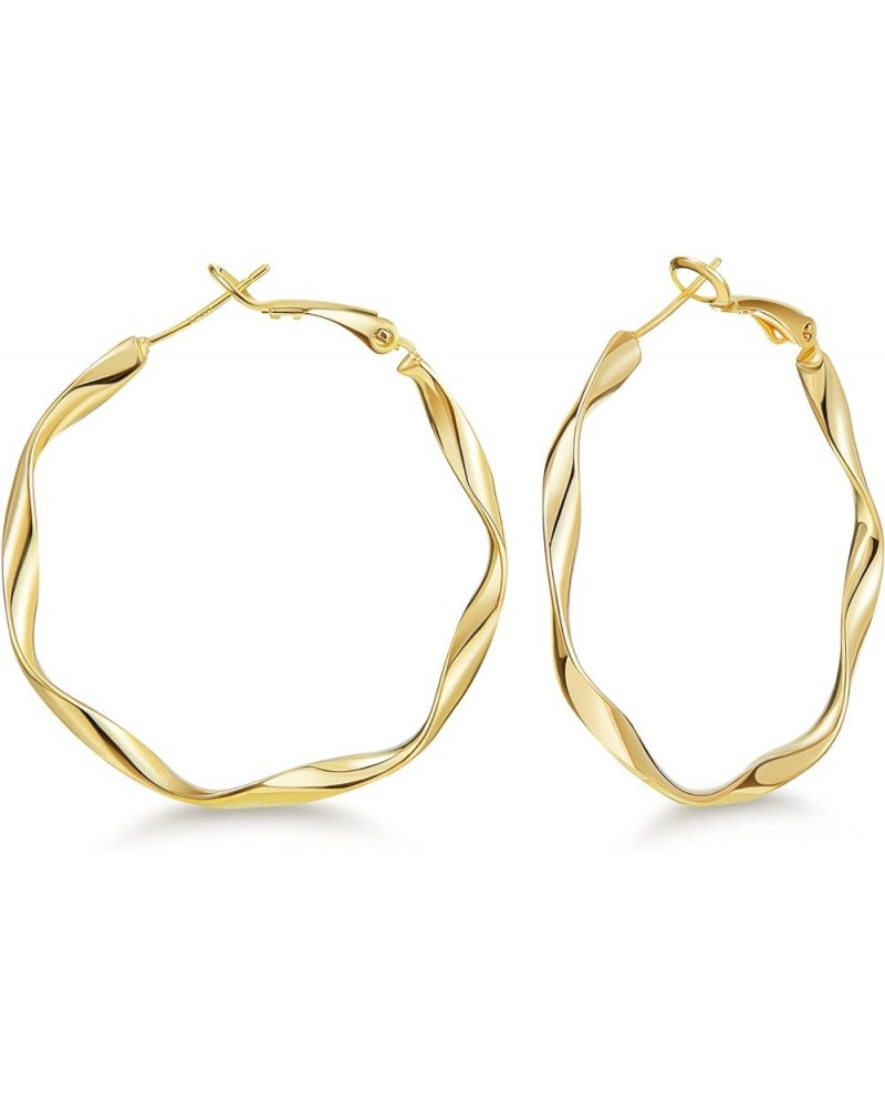 Big Hoop Earrings for Women 14K Gold Plated 925 Sterling Silver Post Hypoallergenic Large Hoops Gold-40mm $10.06 Earrings