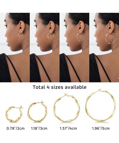 Big Hoop Earrings for Women 14K Gold Plated 925 Sterling Silver Post Hypoallergenic Large Hoops Gold-40mm $10.06 Earrings