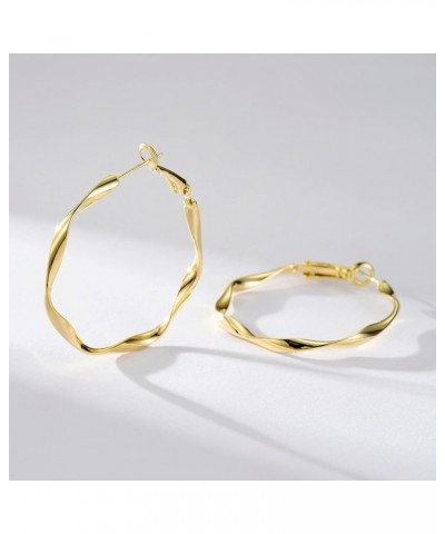 Big Hoop Earrings for Women 14K Gold Plated 925 Sterling Silver Post Hypoallergenic Large Hoops Gold-40mm $10.06 Earrings