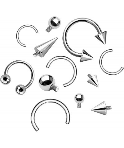 Premium Body Jewelry - Titanium Spike Tops - Ball Tops - Internally Threaded Circular Barbell Bars 26. Barbell: 16G|14 mm $7....