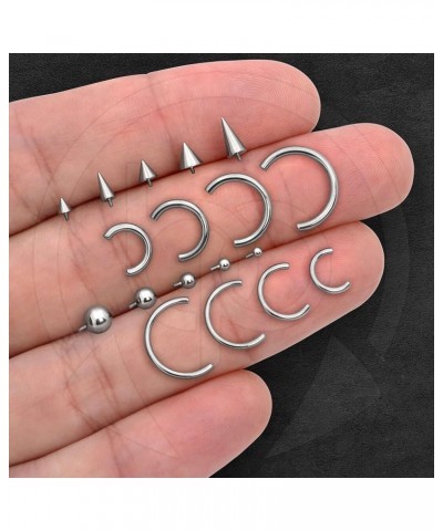 Premium Body Jewelry - Titanium Spike Tops - Ball Tops - Internally Threaded Circular Barbell Bars 26. Barbell: 16G|14 mm $7....