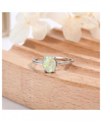 Created Opal Ring 925 Sterling Silver Ring for Women White Gold Plated Round Halo Set Opal Ring Oval 4 Prong Set Wedding Enga...