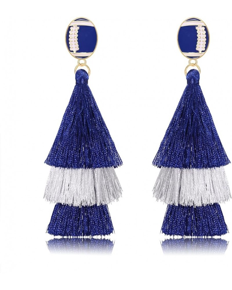 Game Day Earrings Sport Football Tassel Drop Earrings Fun Team Color Statement Earrings Game Day Team Supports Fan Jewelry Gi...