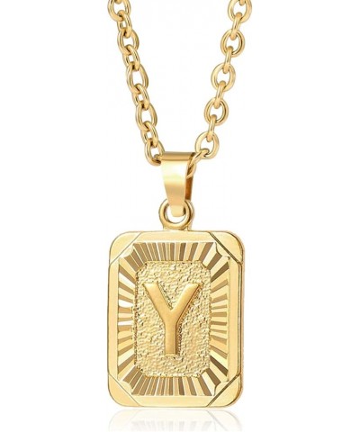 Initial Pendant Necklace 18K Gold Plated Stainless Steel Letter Necklace Personalizd Name Necklace for Women Gold Y $8.15 Nec...