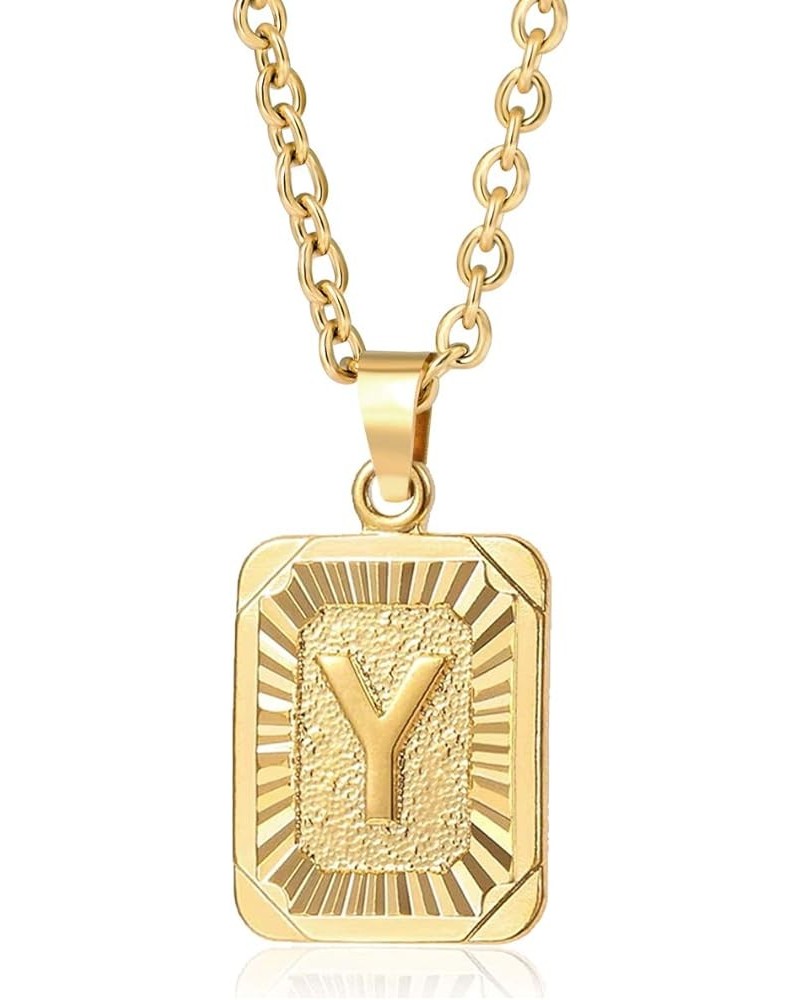 Initial Pendant Necklace 18K Gold Plated Stainless Steel Letter Necklace Personalizd Name Necklace for Women Gold Y $8.15 Nec...