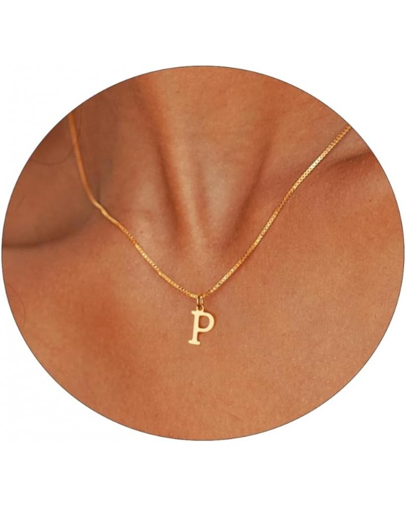 Gold Initial Necklaces for Women Teen Girls，Dainty 14k Gold Plated Letter Necklaces Cute Tiny A-Z Letter Pendant Necklace Tre...