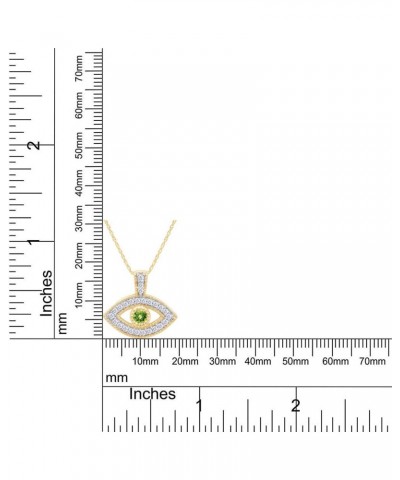 Round Cut Simulated Birthstone & White Cubic Zirconia Evil Eye Pendant Necklace Jewelry For Women In 14k Yellow Gold Over Ste...