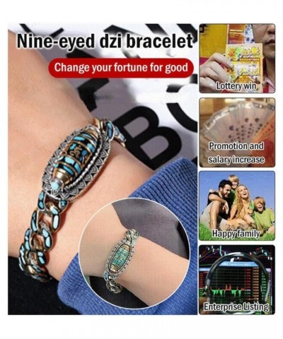 Turquoise Six-Character Mantra Nine-Eyed Dzi Bead Bracelet, Six-character Mantra Bead Bracelet For Men Women B 18.0 Centimete...