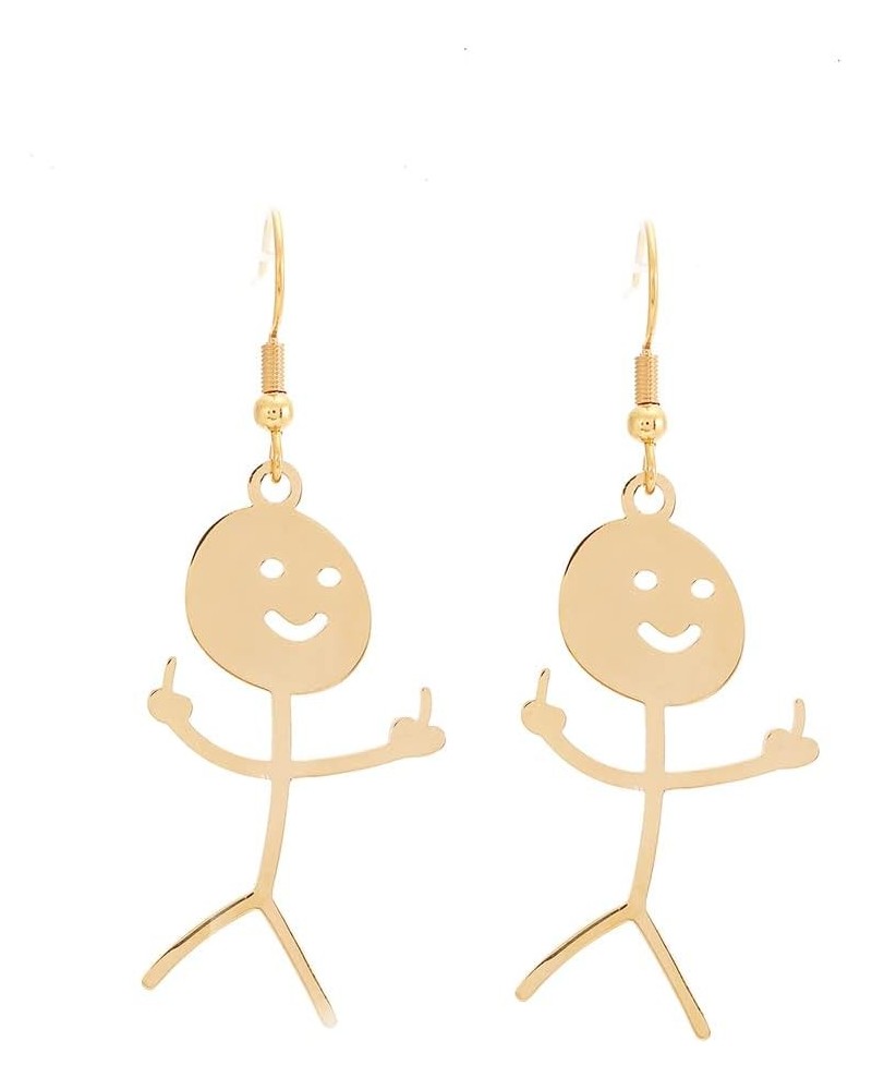 Gold Plating Funny Middle Finger Stickman Pendant Necklace earring $8.31 Necklaces