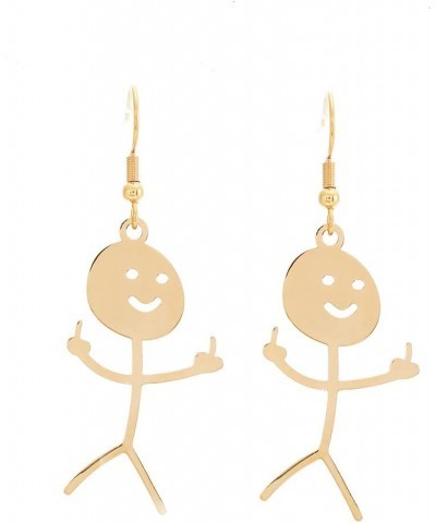 Gold Plating Funny Middle Finger Stickman Pendant Necklace earring $8.31 Necklaces