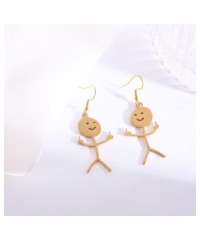 Gold Plating Funny Middle Finger Stickman Pendant Necklace earring $8.31 Necklaces