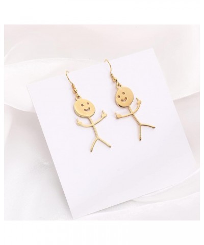 Gold Plating Funny Middle Finger Stickman Pendant Necklace earring $8.31 Necklaces