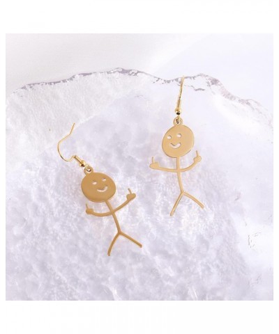 Gold Plating Funny Middle Finger Stickman Pendant Necklace earring $8.31 Necklaces