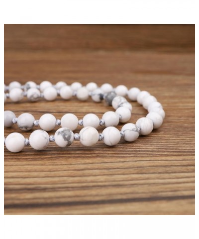 6mm Leaf Pendant 108 Mala Beaded Necklace Howlite $18.00 Necklaces