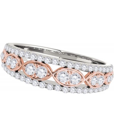 0.48 Carat Round Cut White Diamond Delicate Wedding Band 14K Rose White Yellow Gold white-and-rose-gold $251.04 Bracelets