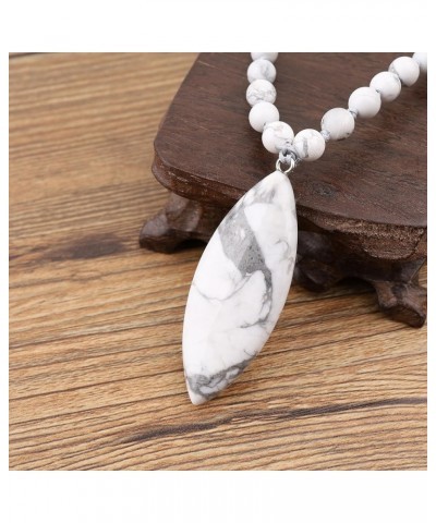 6mm Leaf Pendant 108 Mala Beaded Necklace Howlite $18.00 Necklaces