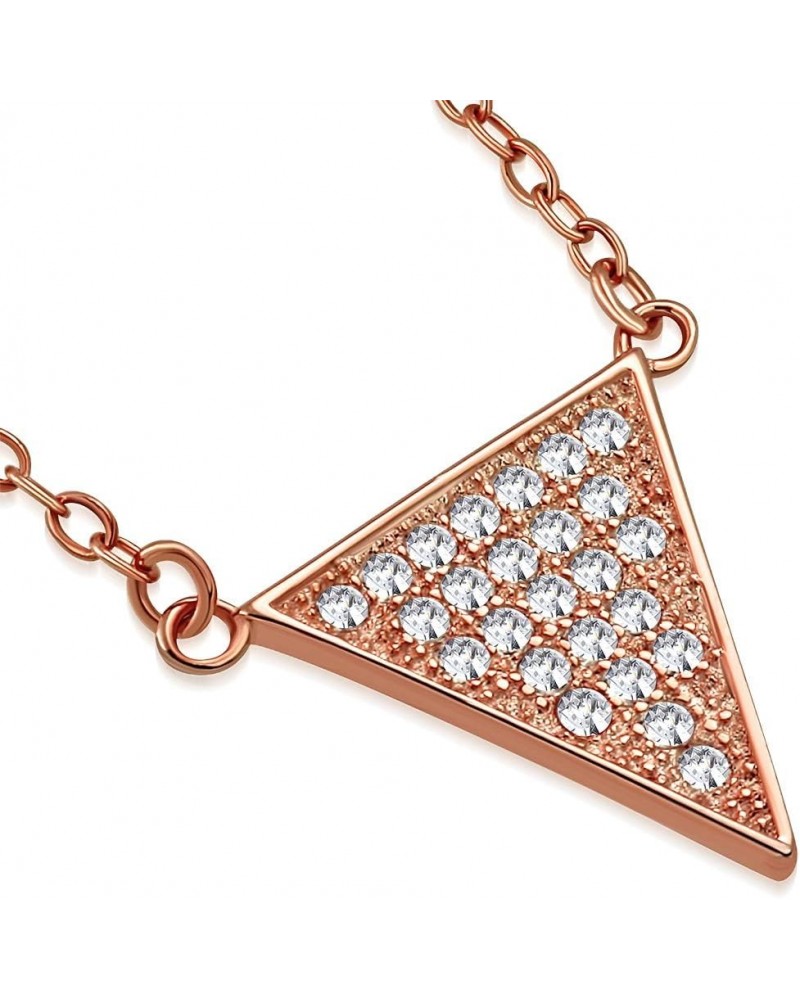 925 Sterling Silver White CZ Triangle Womens Pendant Necklace Rose $14.74 Necklaces