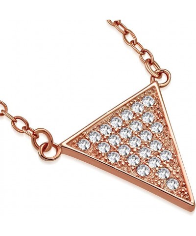 925 Sterling Silver White CZ Triangle Womens Pendant Necklace Rose $14.74 Necklaces