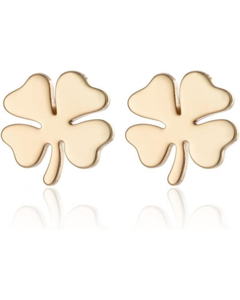 Minimalist Four Leaf Clover Stainless Steel Tiny Stud Earrings for Women Teen Girls Cartilage Pierced Studs Earring Lovely Go...