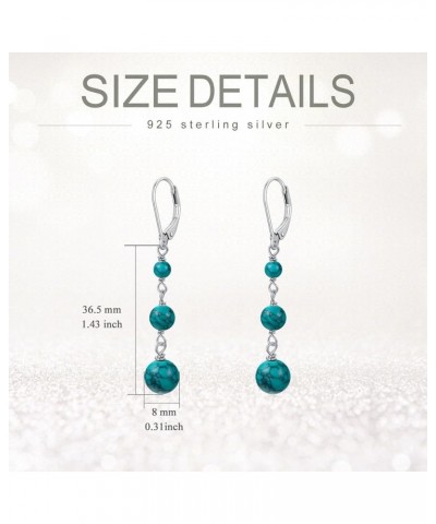 s925 Sterling Silver Turquoise/Moonstone Leverback Drop Dangle Earrings for Women Girls Jewelry Gifts 3 Turquoise Bead $16.79...