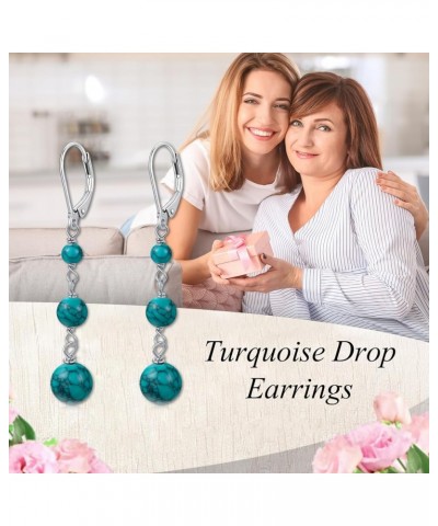 s925 Sterling Silver Turquoise/Moonstone Leverback Drop Dangle Earrings for Women Girls Jewelry Gifts 3 Turquoise Bead $16.79...