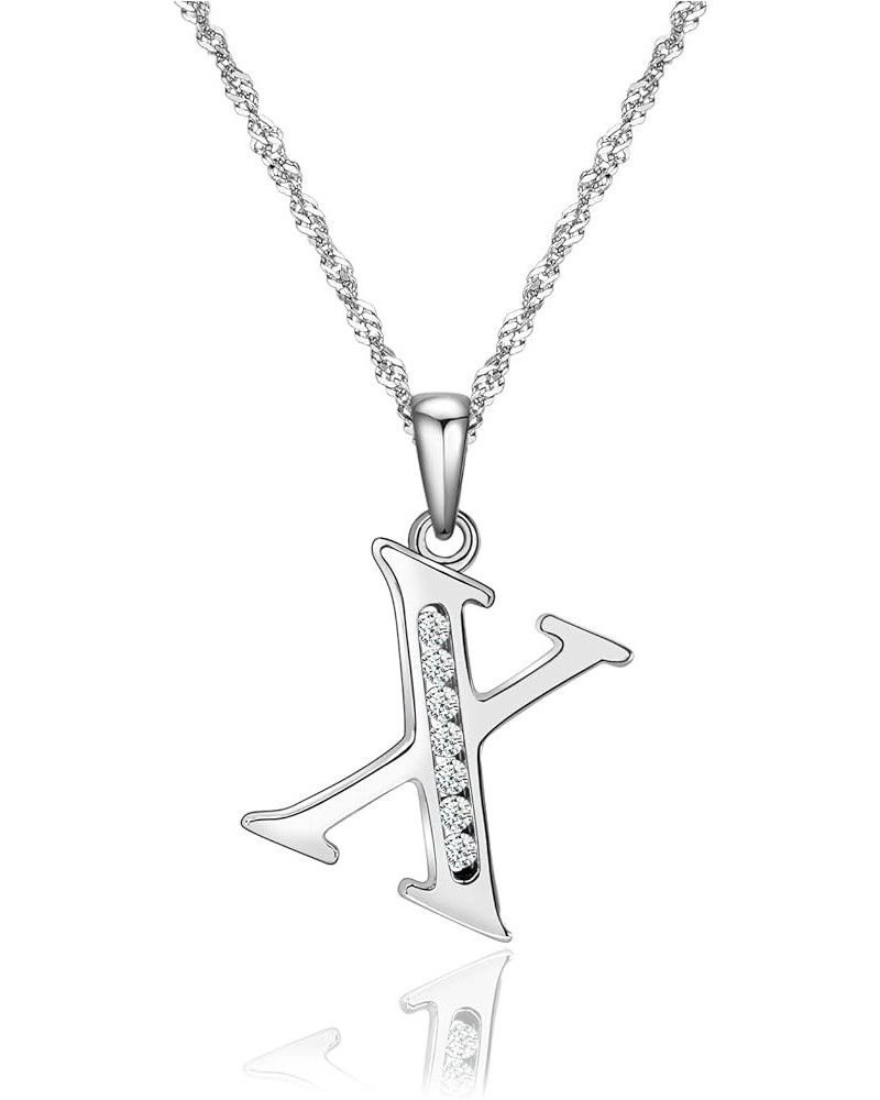 Graduation Gifts Initial Necklace S925 Sterling Silver Jewelry Cubic Zirconia Letter Alphabet Phase Pendant Necklace Mother D...