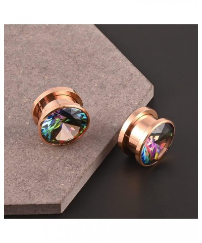 2PCS Colored Diamonds Hypoallergenic Stainless Steel Screw Plugs Ear Gauges Tunnels Piercing Expander Stretchers Fashion Body...