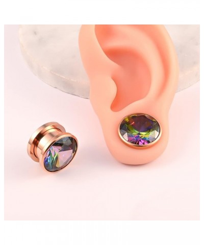 2PCS Colored Diamonds Hypoallergenic Stainless Steel Screw Plugs Ear Gauges Tunnels Piercing Expander Stretchers Fashion Body...