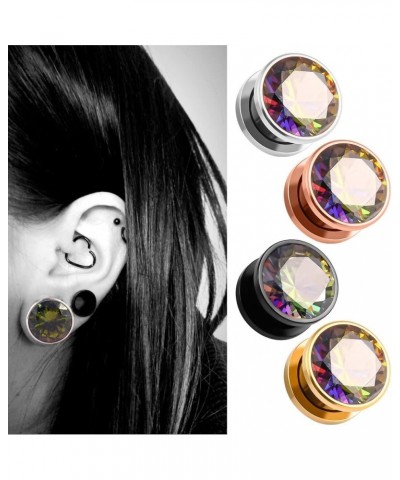 2PCS Colored Diamonds Hypoallergenic Stainless Steel Screw Plugs Ear Gauges Tunnels Piercing Expander Stretchers Fashion Body...