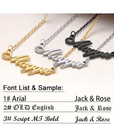 Name Necklace Personalized for Women Men, Stainless Steel/18K Gold/Black Metal Plated with Rolo/Cuban/Figaro Chain, Charm Cus...