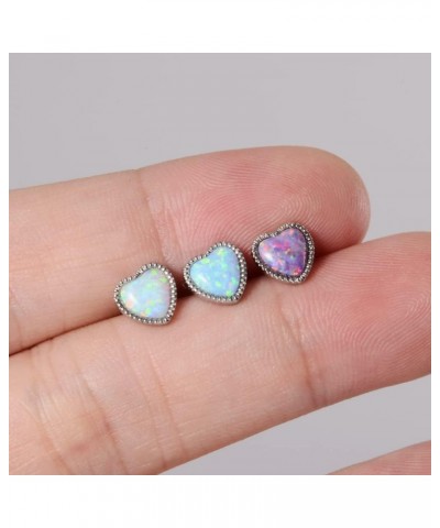 1PC Anti-Allergy Surgical Steel Opal Tongue Rings For Women Heart Shape Opal Tongue Barbell Piercing Jewelry 14g 14G-14mm Bar...