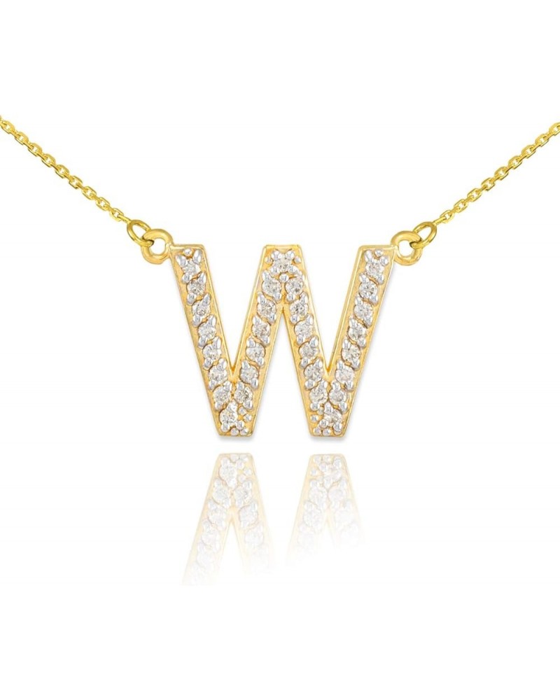 14K Yellow Gold Diamond Accented Personalized Initial Letter Pendant Necklace, 1/20-1/5 Cttw (J-K color, I1-I2 Clarity), Your...