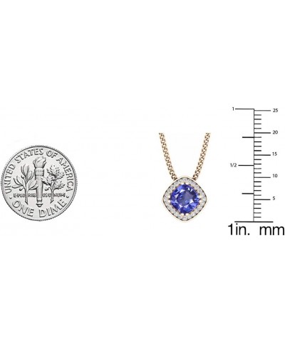 14K 6 MM Cushion Gemstone & Round White Diamond Ladies Halo Style Pendant (Gold Chain Included), Rose Gold Tanzanite $131.34 ...