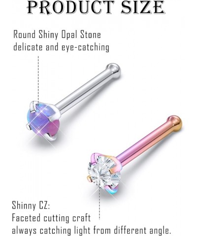 nose rings surgical steel nose ring 20G nose studs hypoallergenic cute flat opal flower diamond heart nose ring straight l sh...