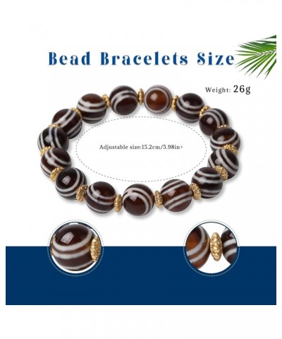 Tibetan Dzi Beads Bracelet Mala Beads Luxury Jewelry Agate Elastic Bracelet Amulet Bangle Attract Good Luck for Women and Men...