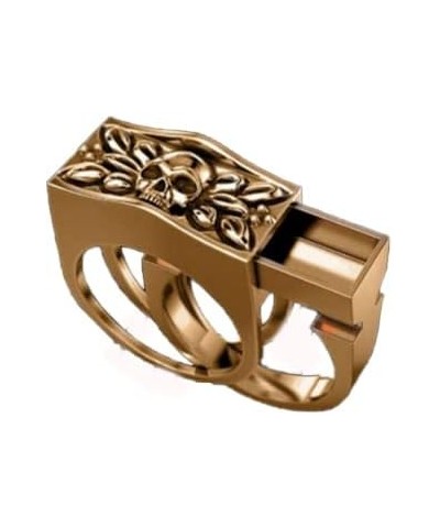 ROSE GOLD HIDDEN COMPARTMENT VINTAGE STYLE SKULL METAL BIKER RING $5.77 Rings